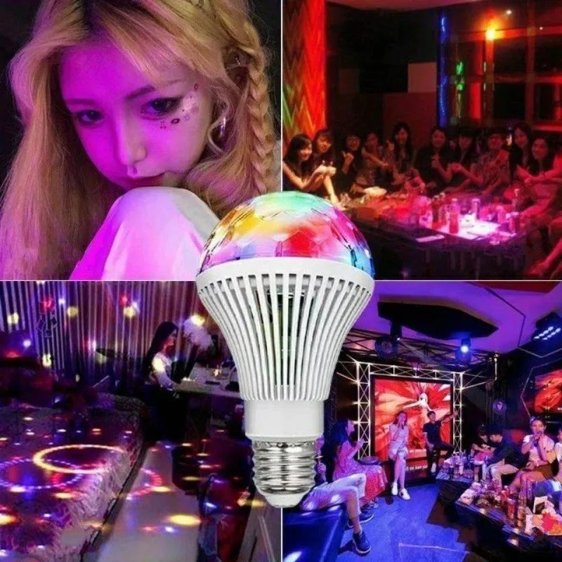 3W LED RGB Light Bulbs E27 220V 230V Color Change Rotating Flash Lamp for Stage Lighting KTV Disco Home Party Christmas