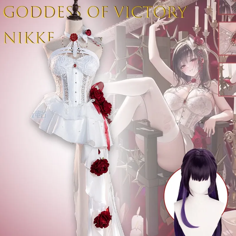 أزياء عبودية النصر NIKKE Mihara التأثيرية سلاسل عبودية بيضاء لعبة شخصية الزي حفلة الهالوين لعب الأدوار عيد الميلاد