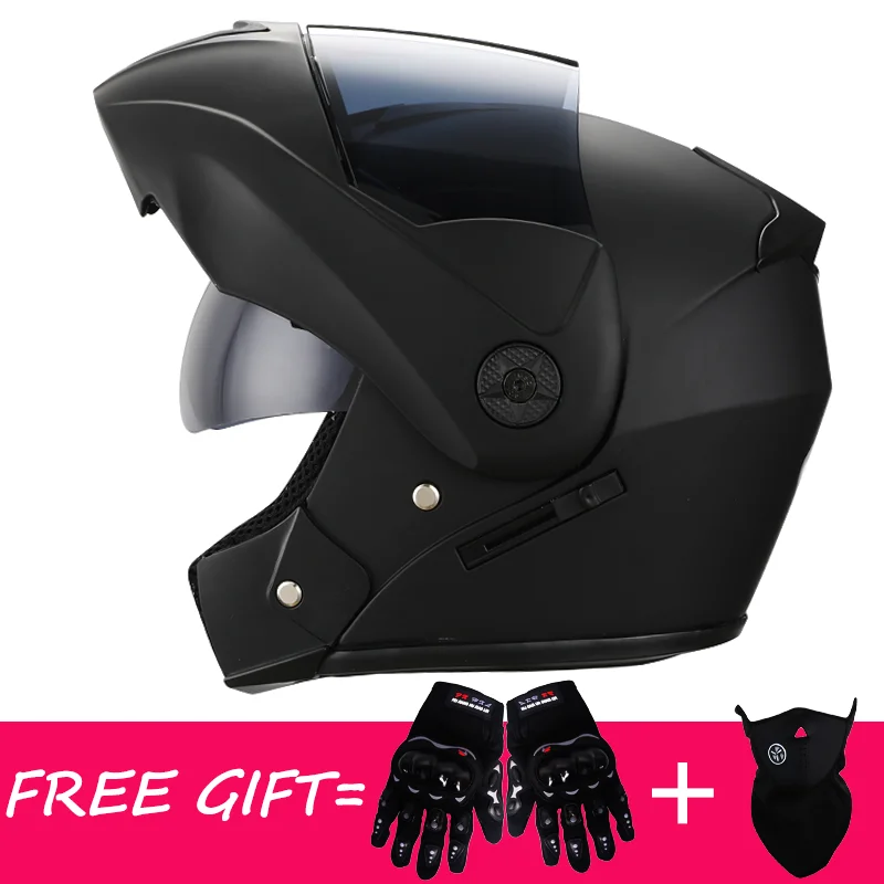 

2 gifts dot Flip Up Motorcycle Helmet Modular Dual Lens for adults for man for women full face motocross casco 2 visors