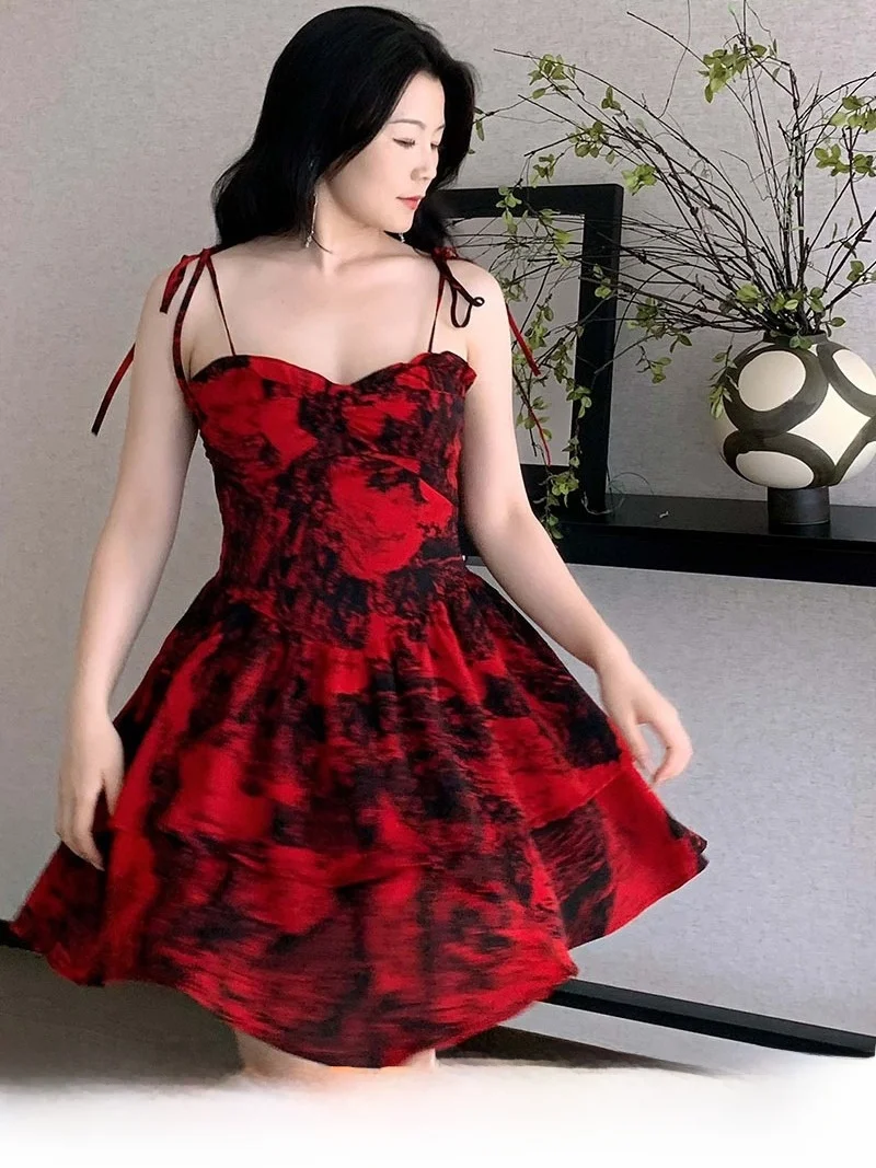 

Новая летняя юбка большого размера с принтом в стиле масляной живописи, пляжная, повседневная, А-силуэт, с высокой талией, для города