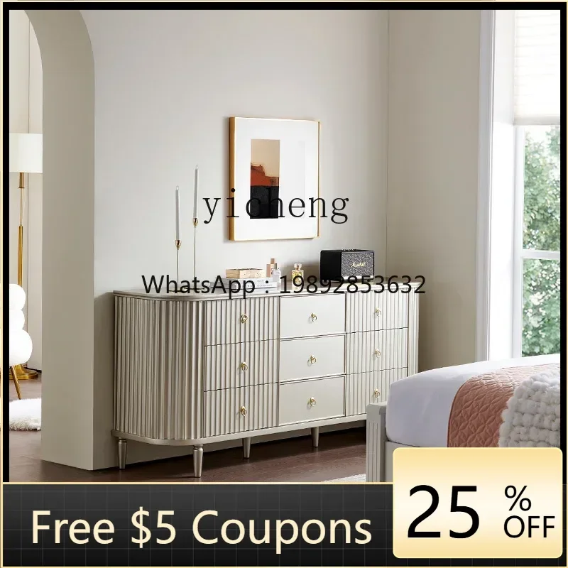 

TT American light luxury chest bedroom bed end solid wood nine chest room storage cabinet against the wall living room