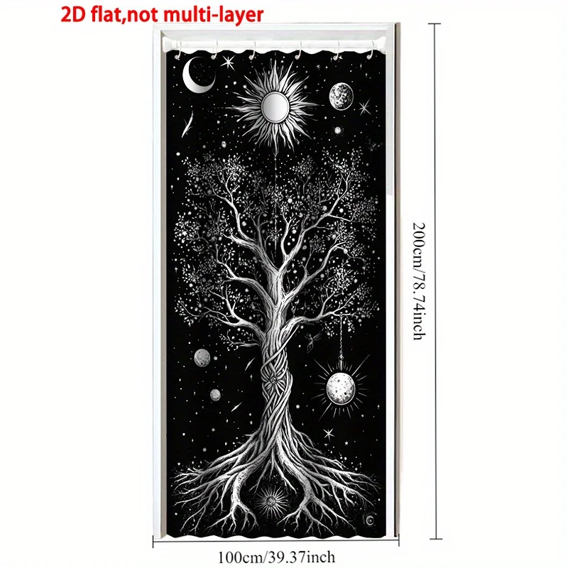 VIKAMA Tree of Life Modern Door Curtain Suitable for Living Rooms and Bedrooms Cultural Print Window Treatment Room Divider