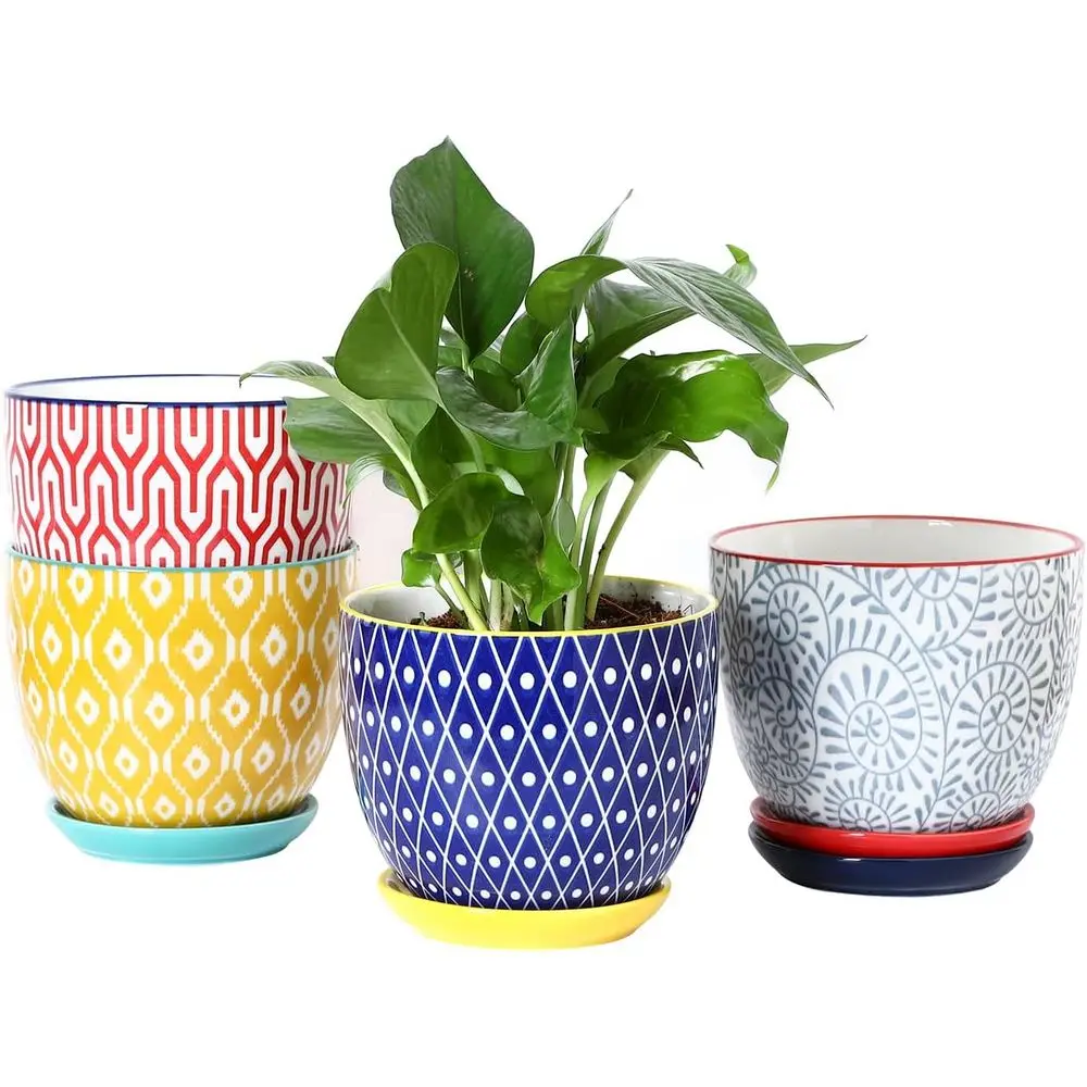 

Ceic Plant Pots, 5.6 Inch lower Pots or Indoor Plants, Planters with Drainage Hole and Saucer, Garden Pots or Succulent, Orchid,