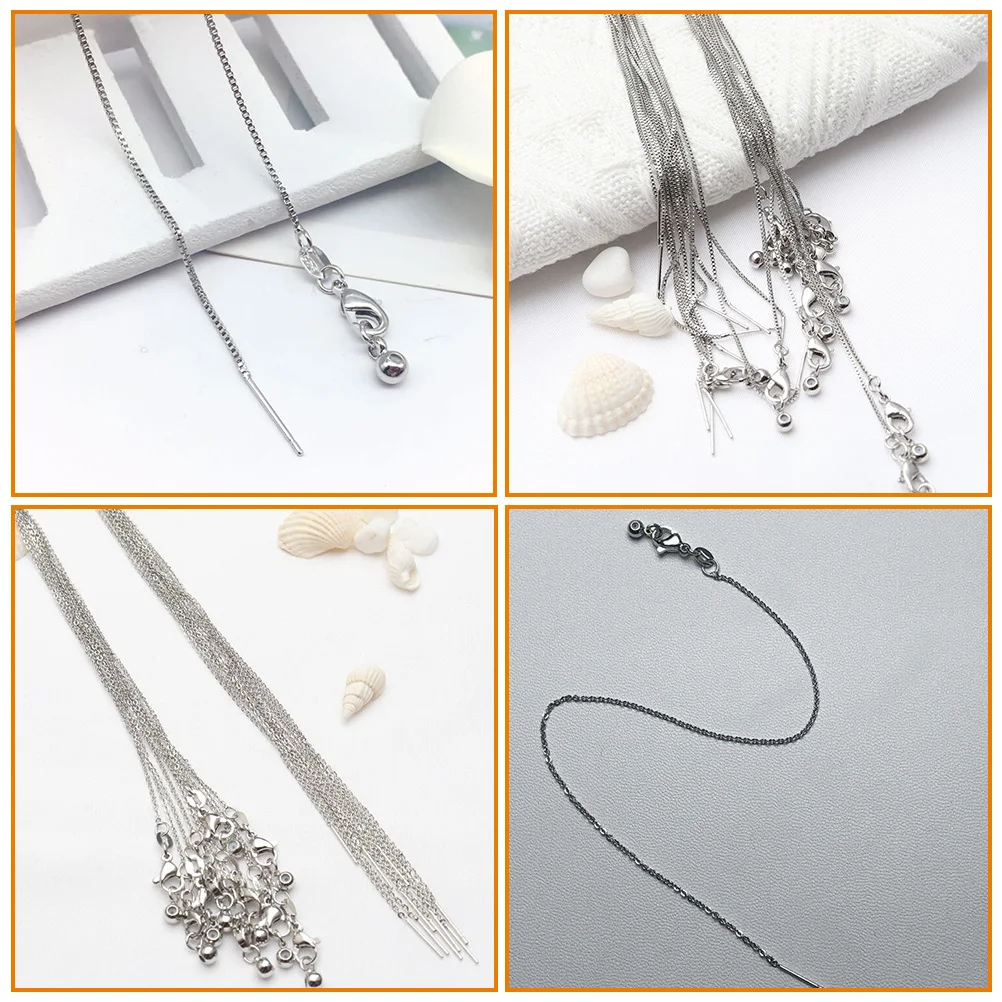 

5Pcs Lockbone Chain Adjustable Necklace Jewelry Making Supplies 18in White Gold for Women Party Gift