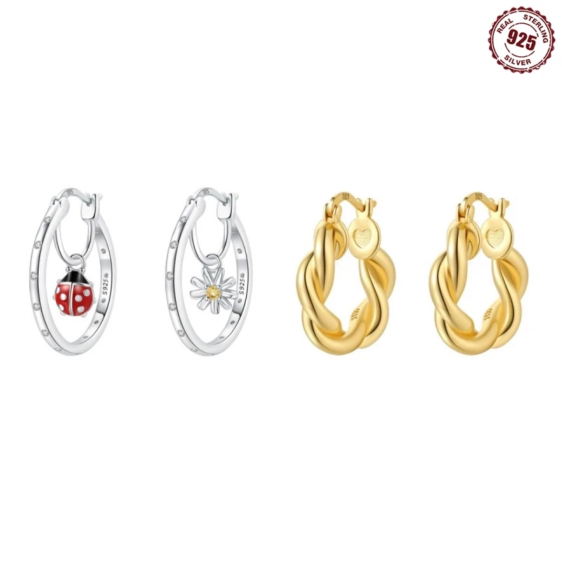 

Серьги-кольца из стерлингового серебра 925 пробы 2024, простые серебряные серьги в виде жука для женщин, ювелирные изделия на день рождения, свадьбу, день рождения, подарок