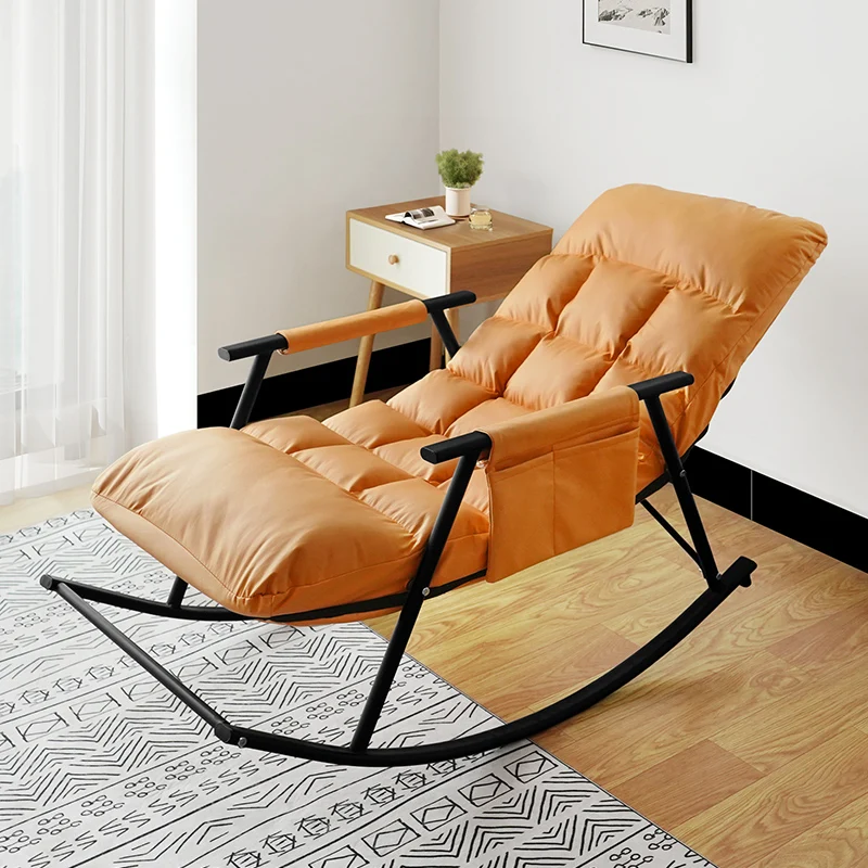 Technology cloth balcony rocking chair recliner adult home leisure foldable rocking chair lazy sofa single living room