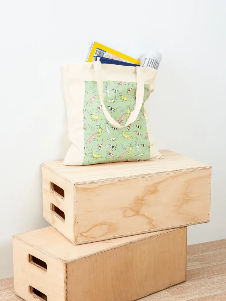 Aquarium Shrimp Pattern Tote Bag shopping trolley bag foldable reusable bag canvas tote bags university shopper