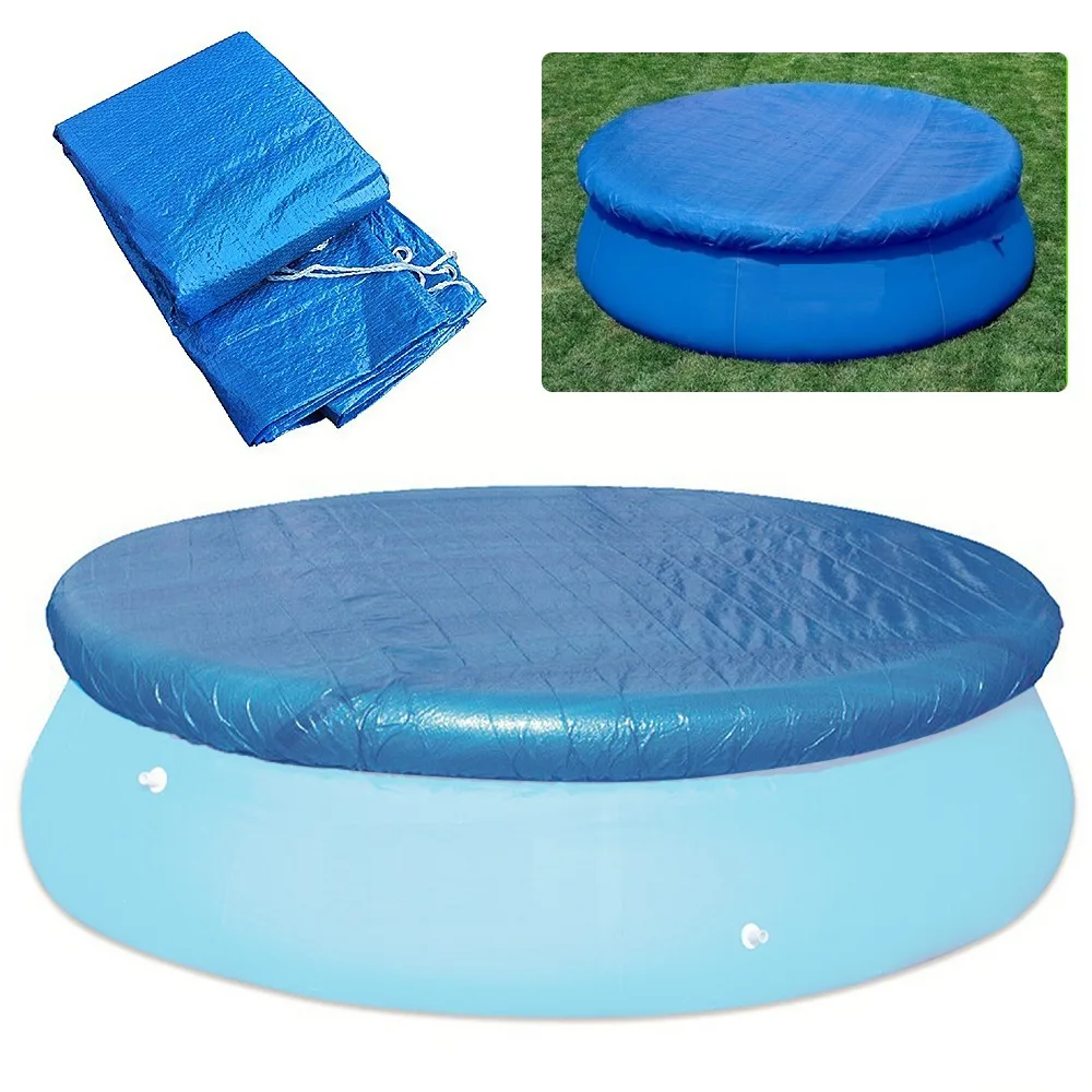 inflatable Pool Cover Round Hot Tub Dustproof Cover Windproof Hot Tub Protective Tool With Drawstring for Outdoor Yard Home