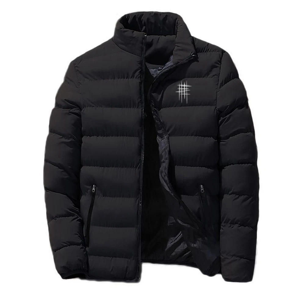 Creative line pattern Logo Print 2026 Autumn/Winter New Men's Jacket with Cotton Thickened Coat Warm and Simple Cotton Hoodies