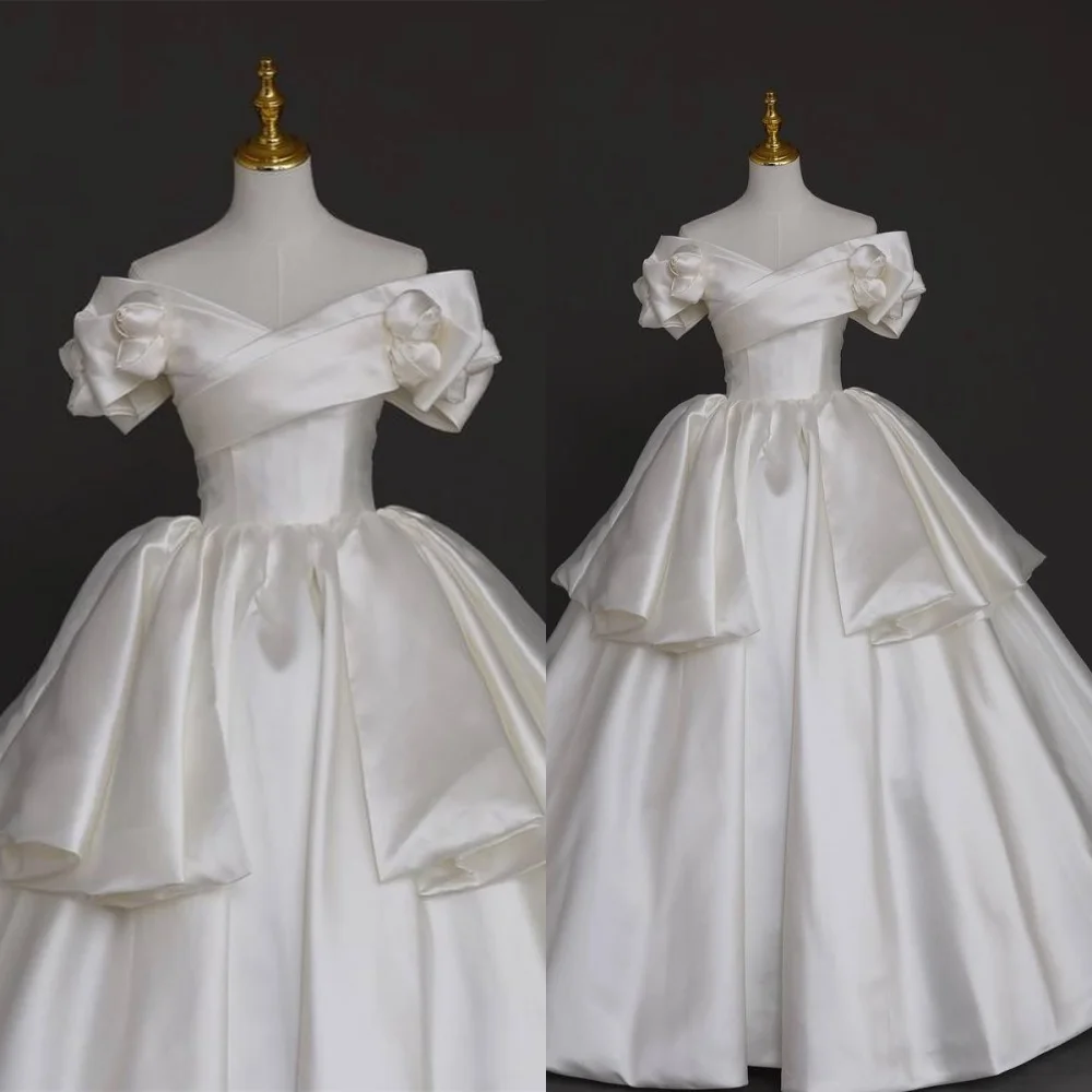 

Customized Delicate White Satin Evening Dress Elegant Strapless Off the Shoulder Sleeveless Lace Up Back Special Occasion Gowns