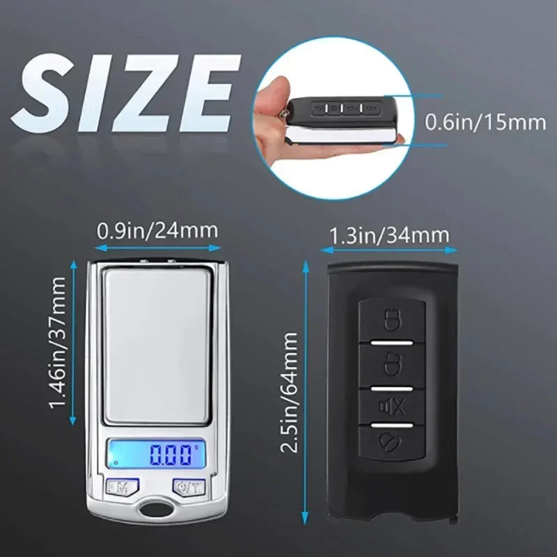 Mini Portable Car Key Shape Digital Pocket Electronic Gram Scale 200g/100g 0.01g Precision Portable with LCD Display