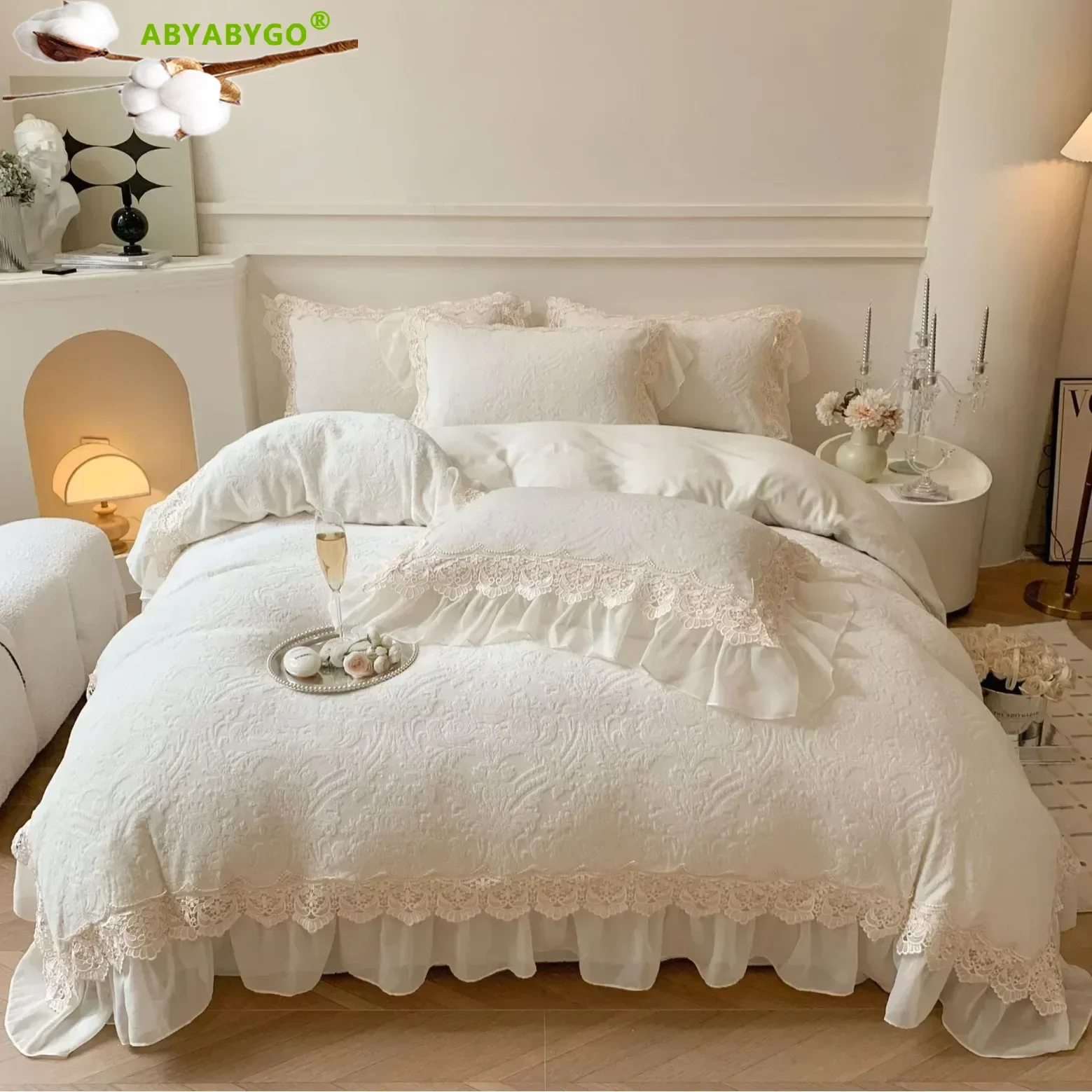 フランスアンティーク　チュール　bed cover フランス アンティーク チュールレースベッドカバ