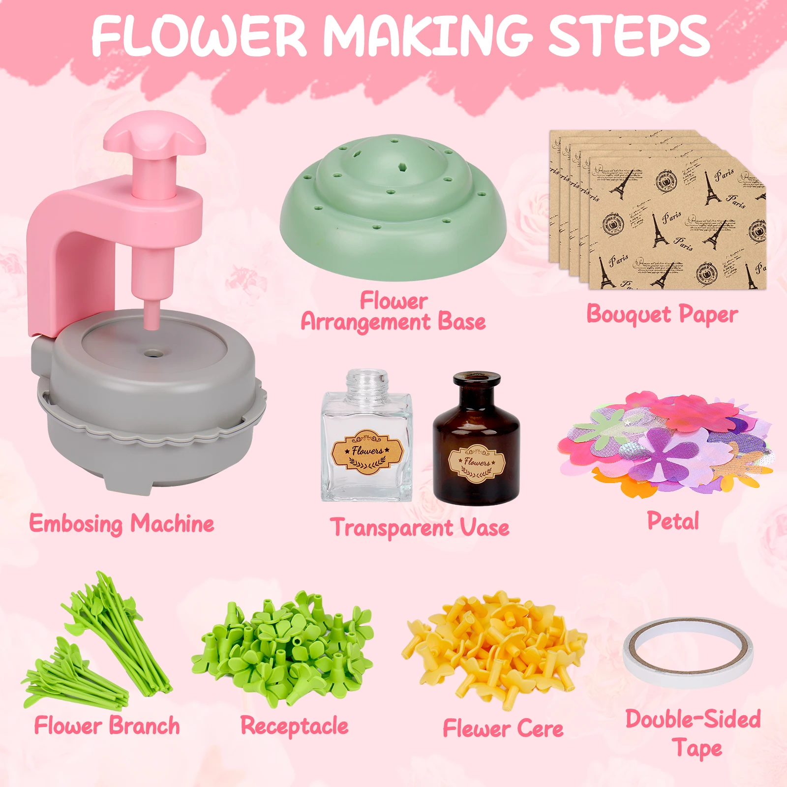 Creative DIY Handmade Bouquet for Girls Fabric Handmade Bouquets Flower Arrangement Toy Parents-child Interctive Game for kids