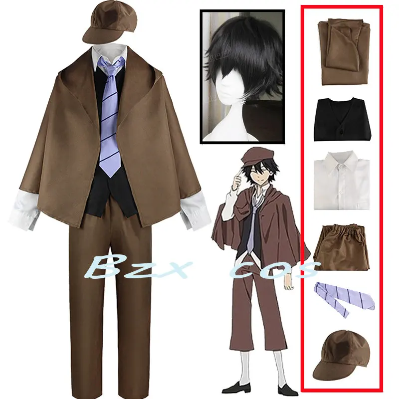 Special Offer Edogawa Rampo Cosplay Anime Bungo Stray Dogs Costume Men Hat Cloak Vest Shirt Pants Tie Halloween Clothing