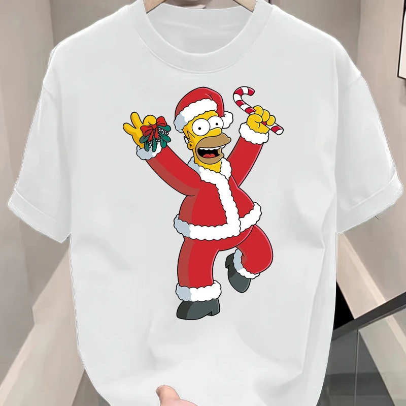 

Summer Simpsons Christmas-themed Printed Pattern Men's Fashionable and Comfortable T-shirt, Casual Short-sleeved T-shirt
