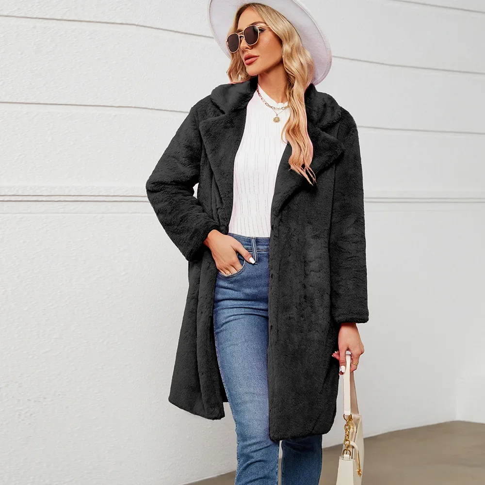 Long Faux Fur Coat Women 2025 Jacket Autumn Winter Thick Warm Coats Woven Block Streetwear Trend Fur Black Y2k Coat Parkas