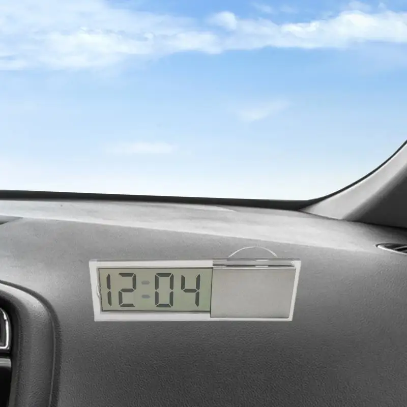 Car Clock Dashboard Suction Cup Digital Clock With Temperature Battery Powered Accurate Stable Automotive Stick Temperature