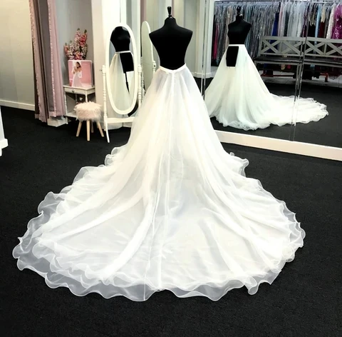 3 Schichten Organza abnehmbaren Zug Hochzeit abnehmbaren Rock für Kleider Boho Braut Überrock