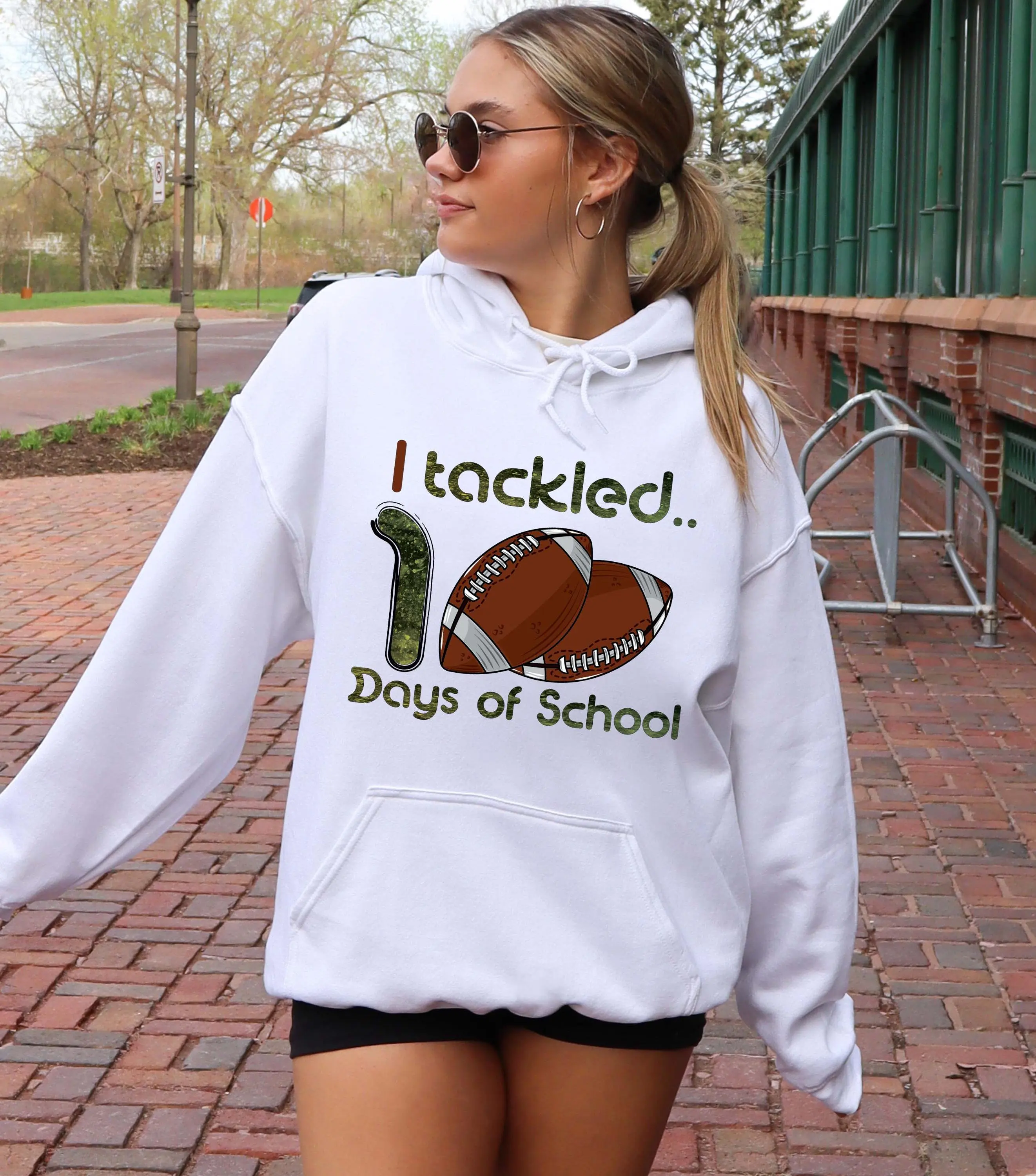 

Толстовка с капюшоном I Tackled «100 Days of School», женская толстовка с длинными рукавами, пуловер, топы, модная осенне-зимняя одежда