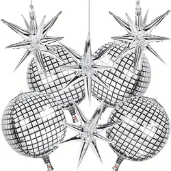 8pcs Silver Disco Explosion Star Aluminum Film Balloon Set Birthday Single Party Wedding Venue Decoration Balloon