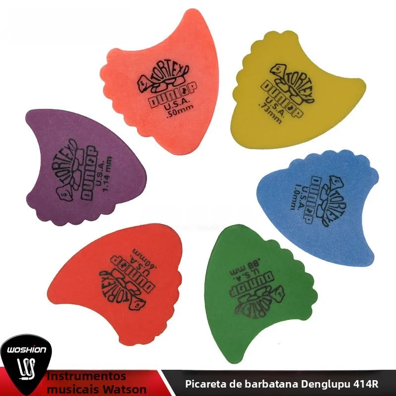 Palhetas para Guitarra Elétrica Dunlop Tortex 44R em Formato de Barbatana de Tartaruga, para Guitarras Folk e Acústicas, Ace...