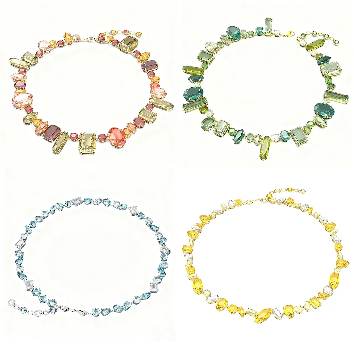 

2025 Новый популярный комплект высококачественного цветного ожерелья и браслета с драгоценными камнями, с емкостью ярких цветов