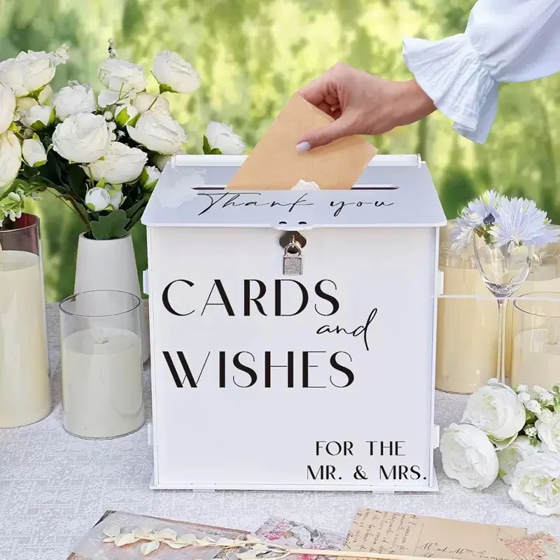 

Acrylic Wedding Card Box, Lockable with Lights,collection Boxes for Party Ceremony Blessing Envelopes 5pcs