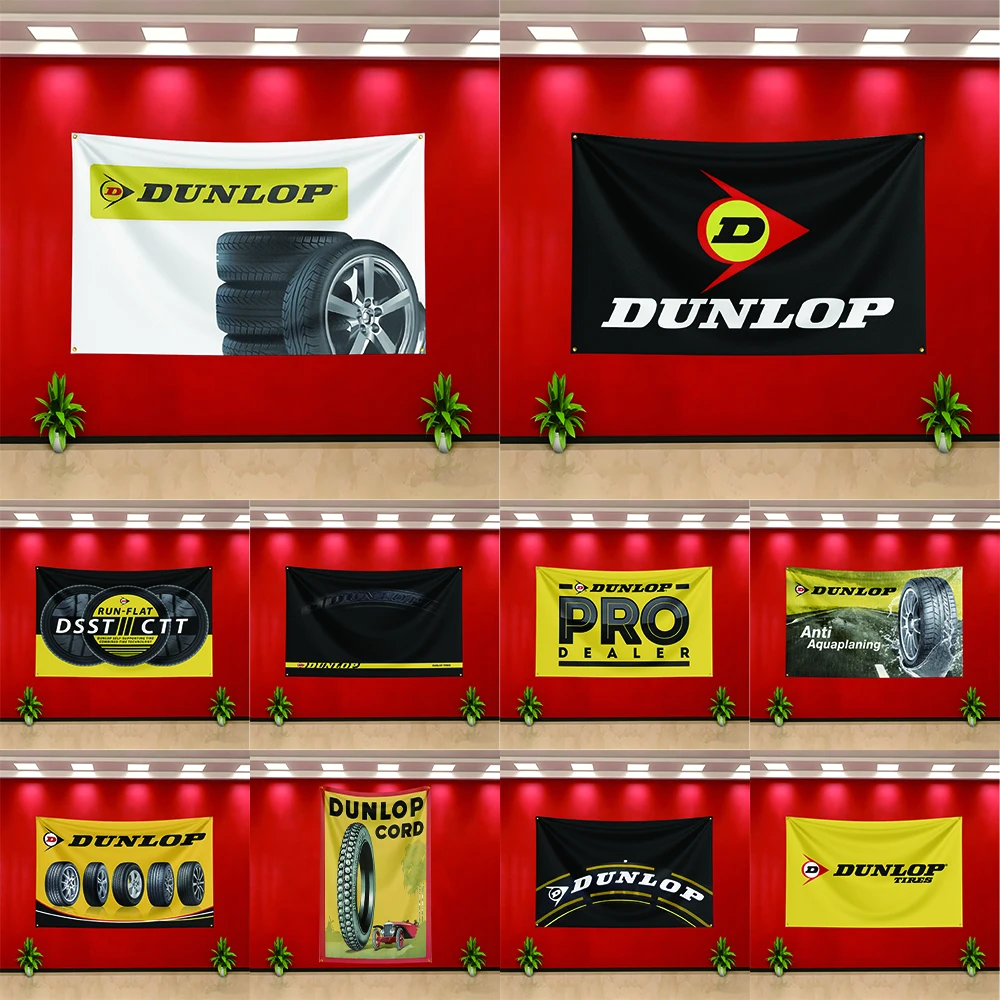 Auto Parts Flag 3x5ft for Dunlop Tires Fans Banner Bedroom Living Room Dorm Garage Wall Decor Tapestry Custom Advertising Flaga