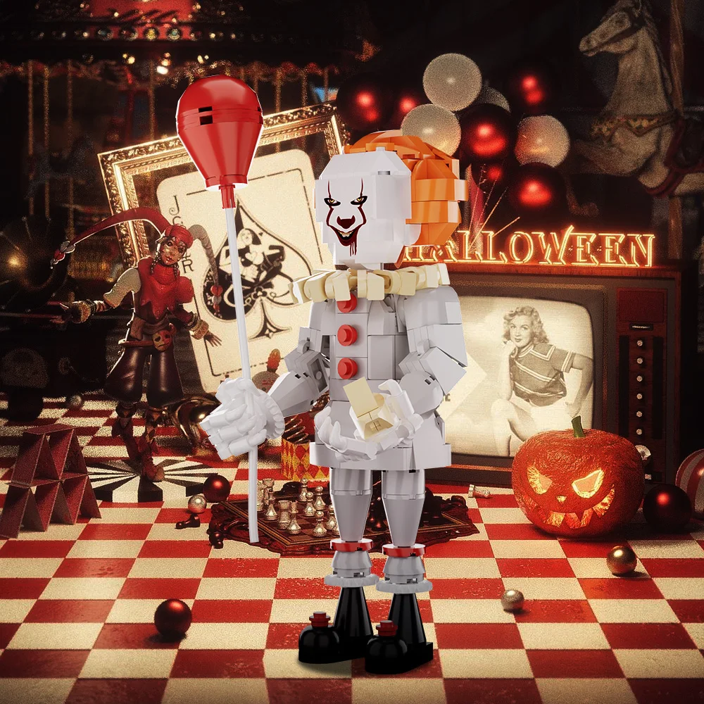 Gobricks moc halloween coringas filme de terror figura pennywises tijolos coringas ressurreados blocos de construção brinquedos para crianças presente natal