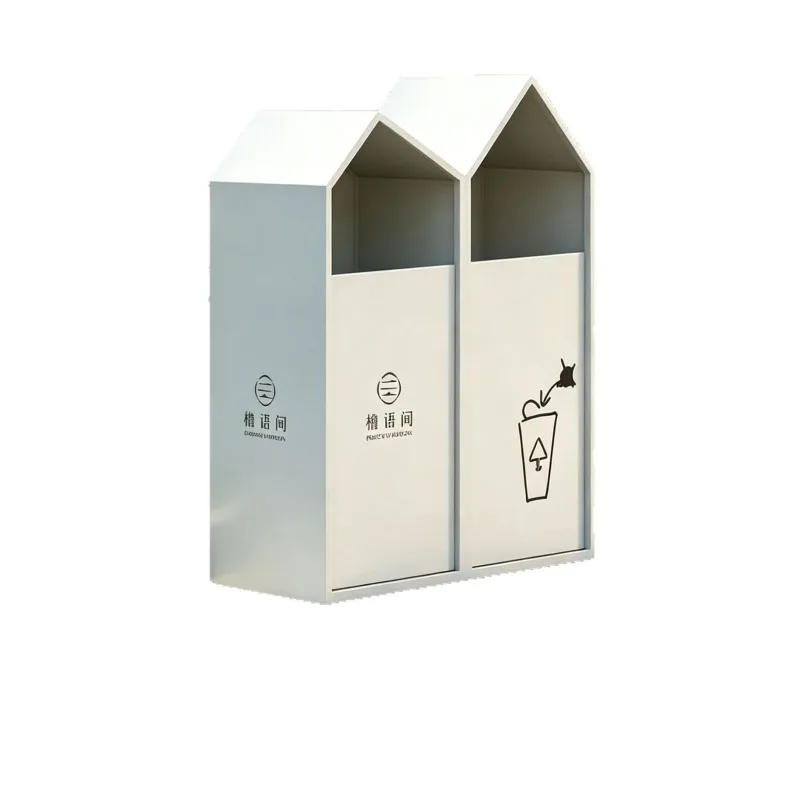 Outdoor trash can, stainless steel commercial large outdoor sorting leather box,street sanitation trash can in park scenic spots