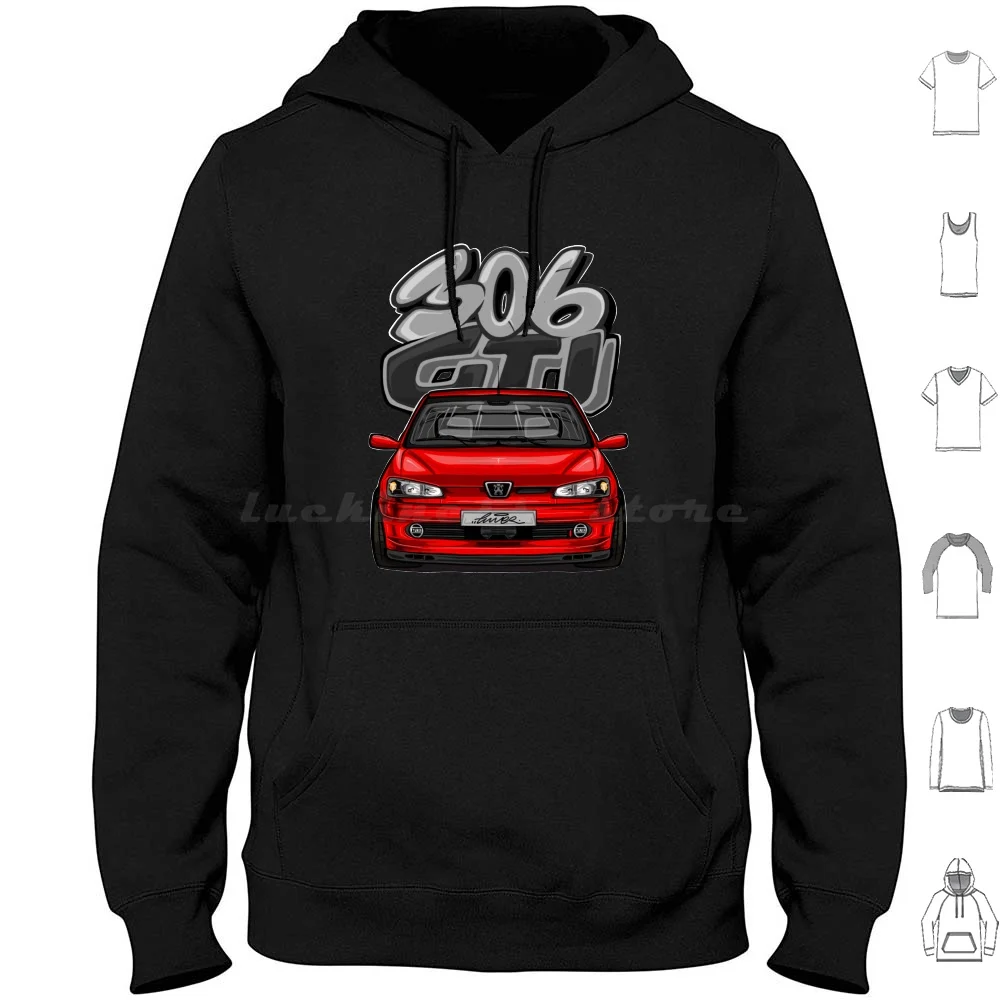 3o6 Gti6 Hoodies Long Sleeve Car Red 306 Gti Gti6 Racing Rally Petrolhead Psa Psadrivers