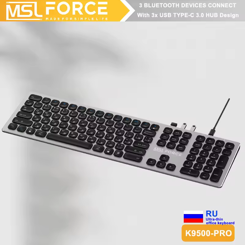 Russian Bluetooth Wireless Keyboard with type c hub 108 key usb keyboard Aluminium Alloy for Windows iOS Android Computer Deskto - Image 7