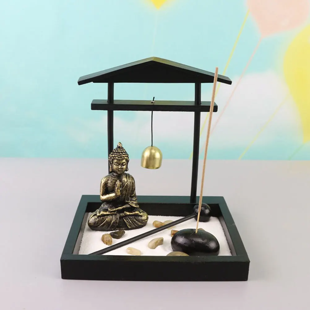

Mini Zen Rustic Sand Table Ornament Desk Decor Sand Table Decoration Meditation Landscape Statue Sandbox Office Indoor