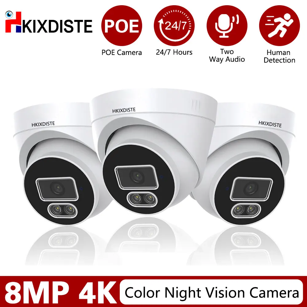 

Super Wide Angle POE IP Camera 8MP 4K SONY Surveillance Security CCTV Video ColorVu Night Version Office Street Home Securit Cam