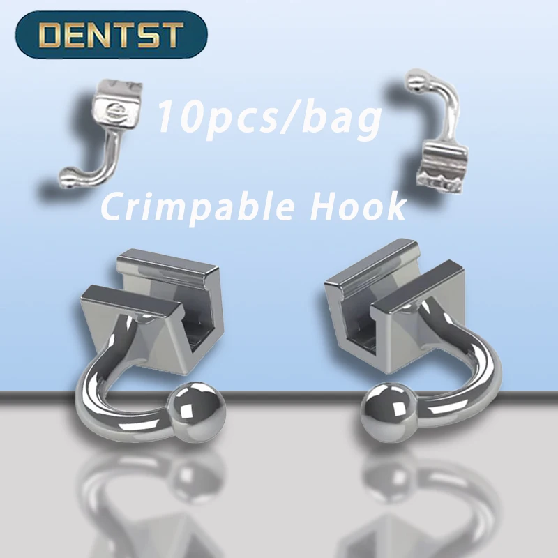 10pcs/bag Dental Orthodontic Crimpable Hook with 90 Degree Bending Ortodoncia Sliding Crimpable Hooks for ArchWires Brackets