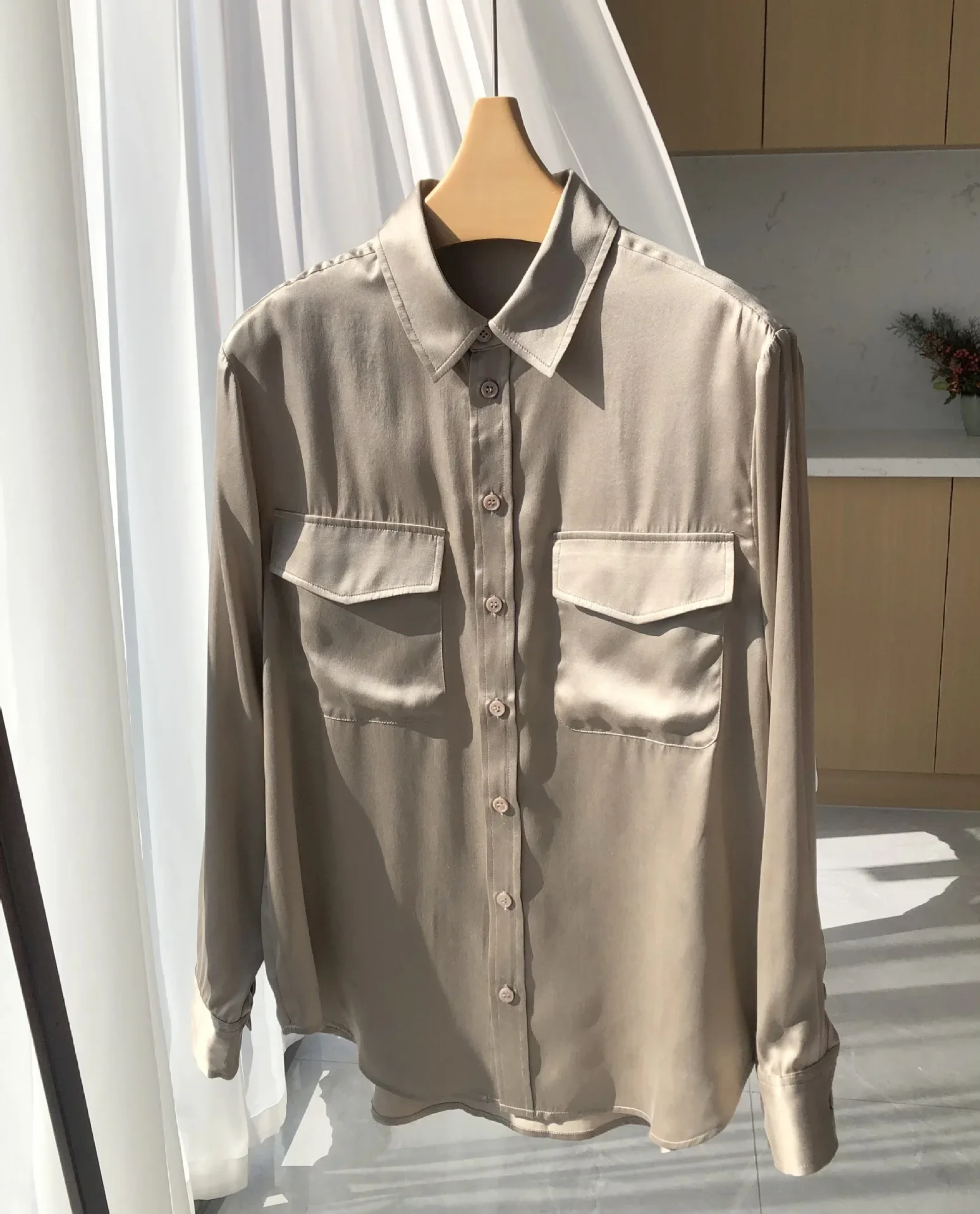 Australijska koszula jedwabna w stylu indie, miękka, prana piaskiem, 100% jedwab, długi rękaw, damskie bluzki, luźny krój, koszula z kołnierzykiem, codzienne koszule i bluzki.