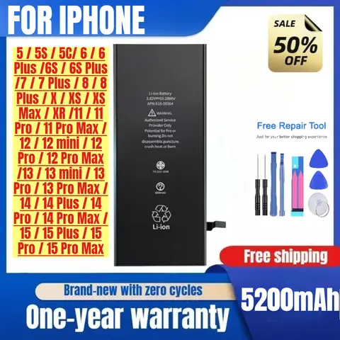 Anwendbar auf IPhone11/12XR/X/XS/6s/8p/7plus/6P/14S Handy-Akku Origina Ersatzakku mit Werkzeug