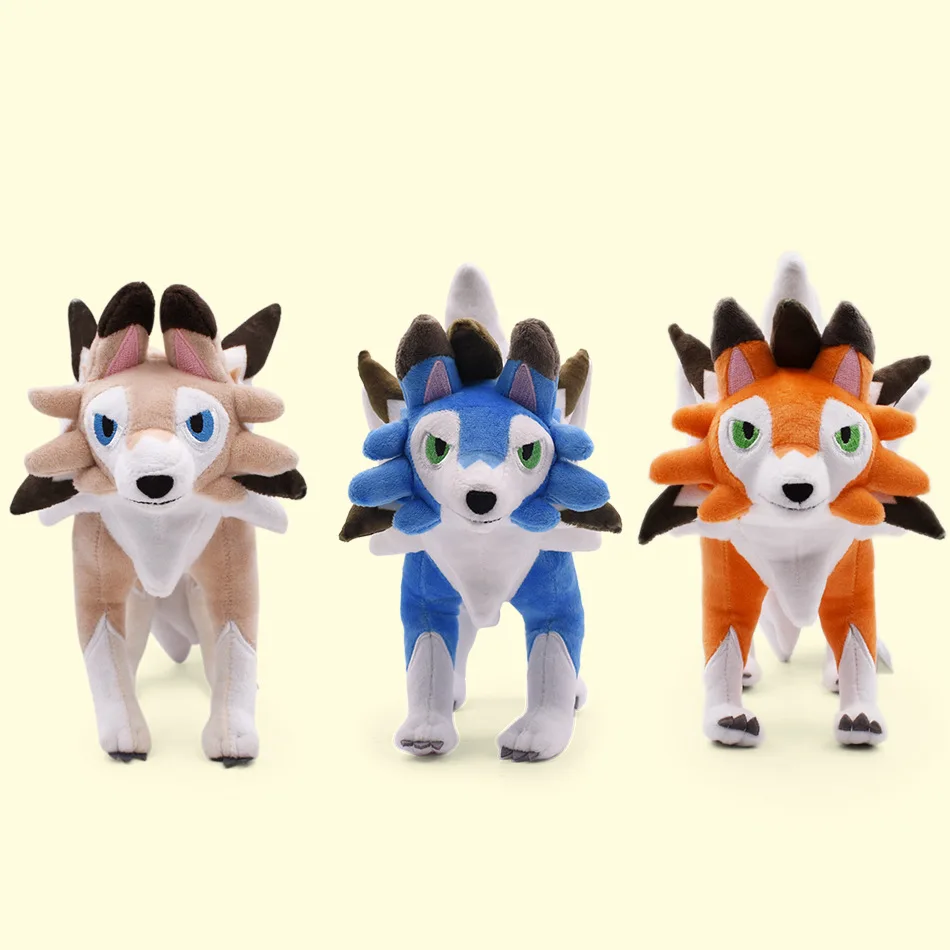 5 Styles Pokemon Plush Midday Form LycanrocMidnight Lycanroc Shiny Lycanroc Soft Stuffed Toy Dolls Christmas Gifts