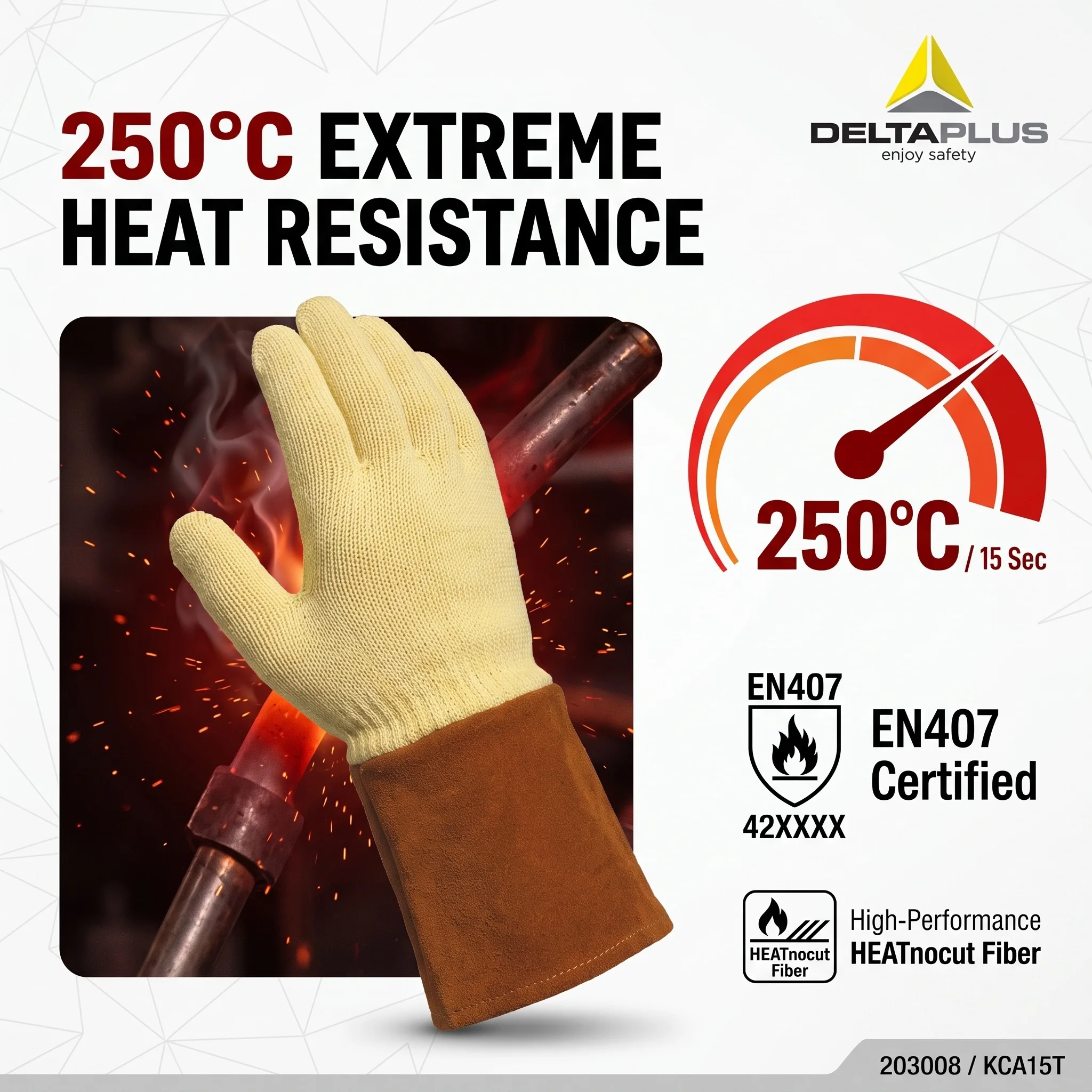 DELTAPLUS KCA15T Heat Resistant Cut Resistant Heavy Duty Work Gloves Welding Safety Gear PPE Guantes de Trabajo Hombre
