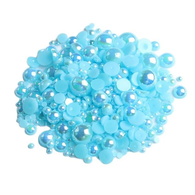 15 Colors 2-8mm ABS Plastic Pearl Beads About 15g/Batch Half Round Flat Back Pearls For Phone Case And DIY Manicure Accessories