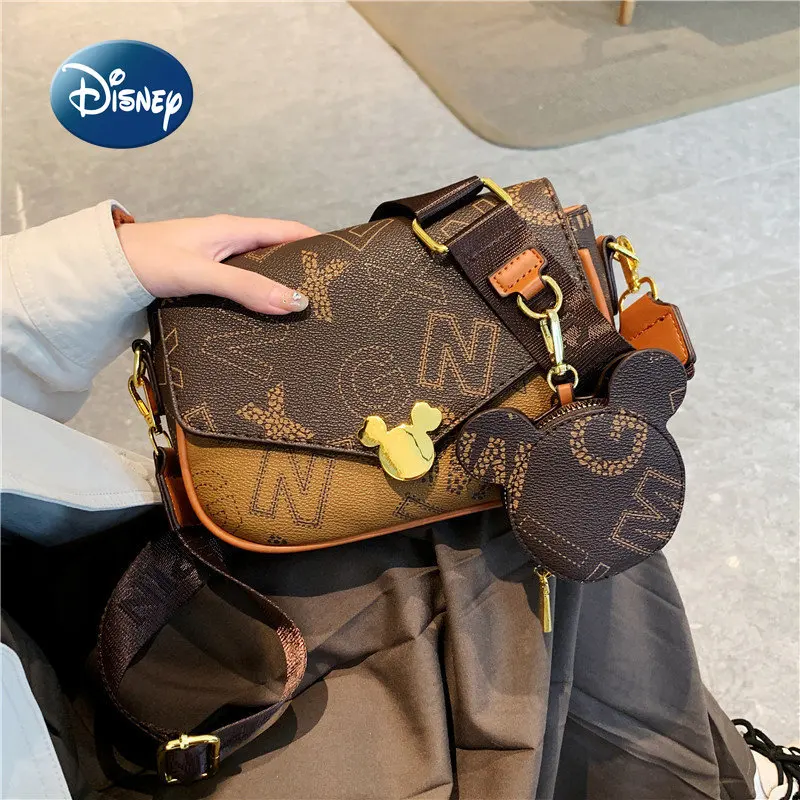 Disney Mickey New Women's One Shoulder Crossbody Bag Cartoon 2-Piece Set Women's Bag Luxury Brand Handbag Fashion High Quality