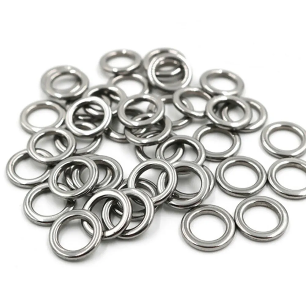 

50PCS Fishing Split Rings Solid Stainless Steel Seamless Snap Split Rings Lures Tackle Connector Fishing Tools