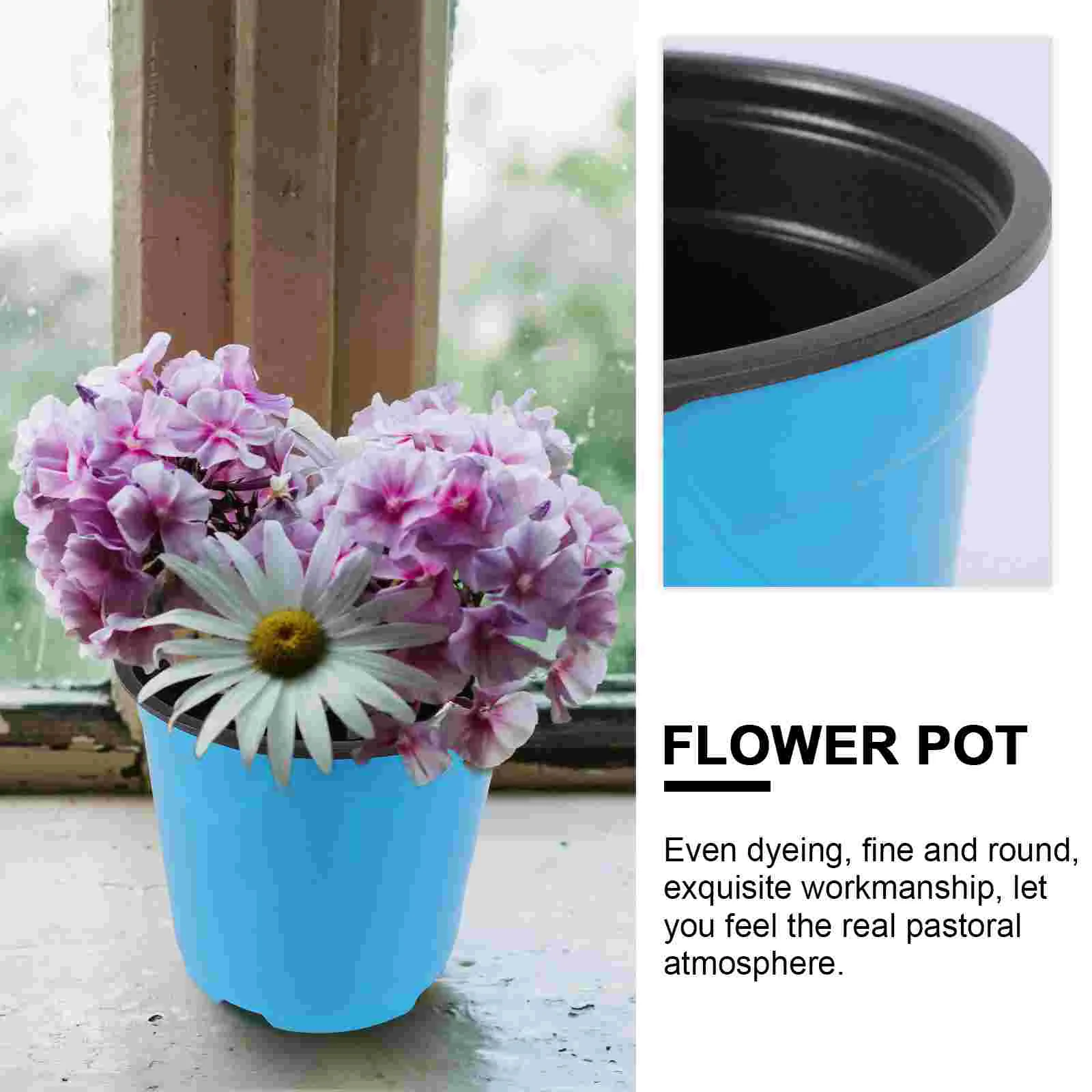 5 Pcs Planter Pots Round Bucket Household Garden Flowerpot Ornament Tree Planting Black Thicken