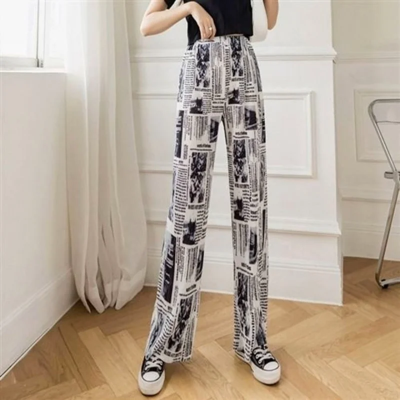 

Trousers for Women Elastic Waist High Women's Pants Wide Leg Clothing Long Outfits Slacks Cotton New In 90s Trends 2023 G Xxl