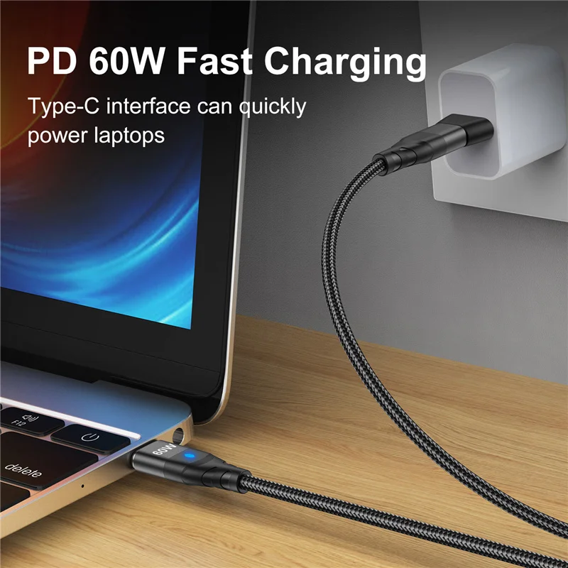 Magnetic Data Cables 60W PD Fast Charger Cable USB C To Type C Micro For iPhone 12 Charging Wire For Samsung S21 Xiaomi Huawei