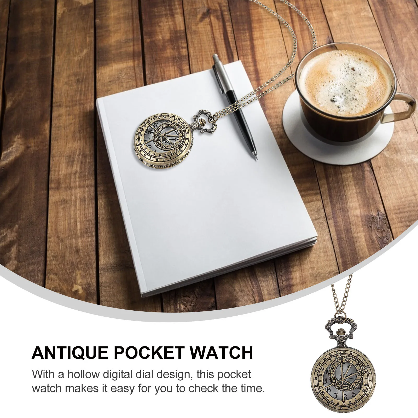

Vintage Pocket Watch Hollow Digital Dial Compact Size Retro Hanging Necklace Chain Pendant Quartz Watch Fashion Accessories