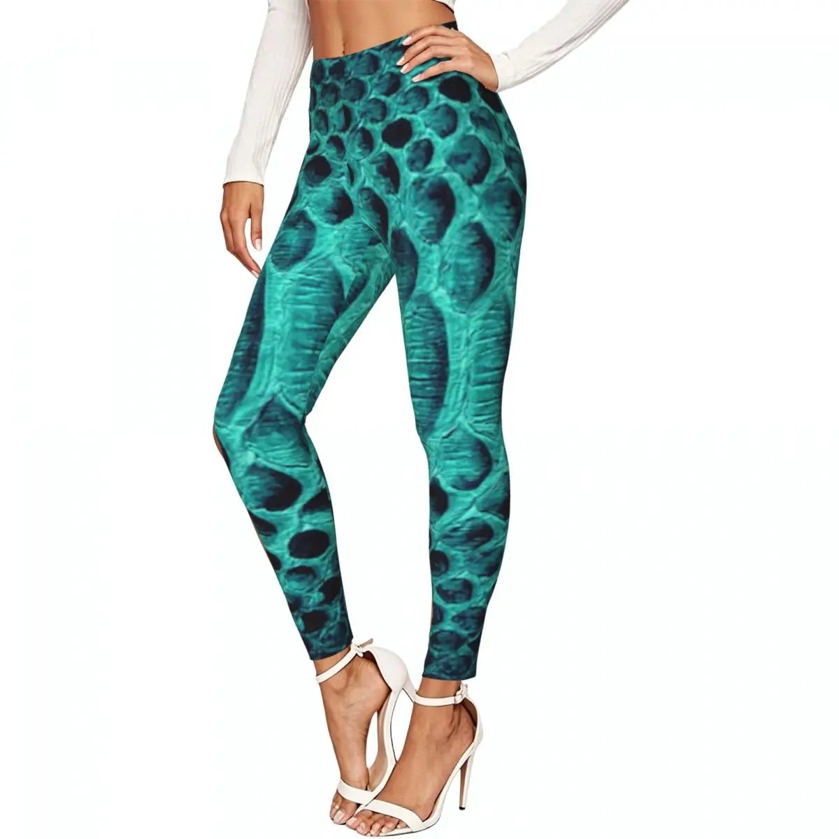 Snake Skin Background Women Leggings High Waisted Stretch Tights Workout Running Pants