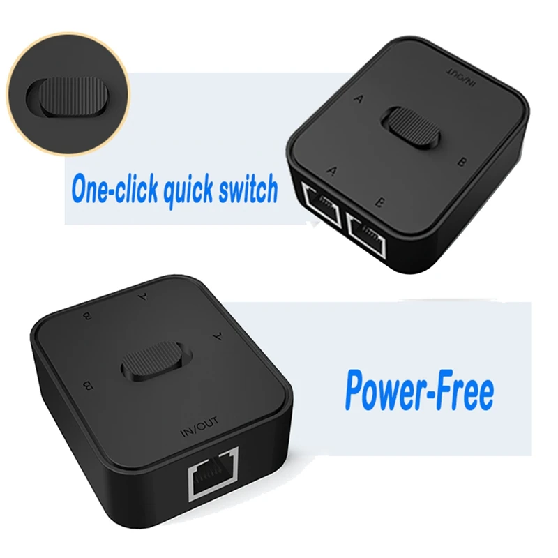 2 Port Gigabit Network Switch RJ45 Switch Network Splitter Cable Extender 2 Way External Network Switcher Splitter