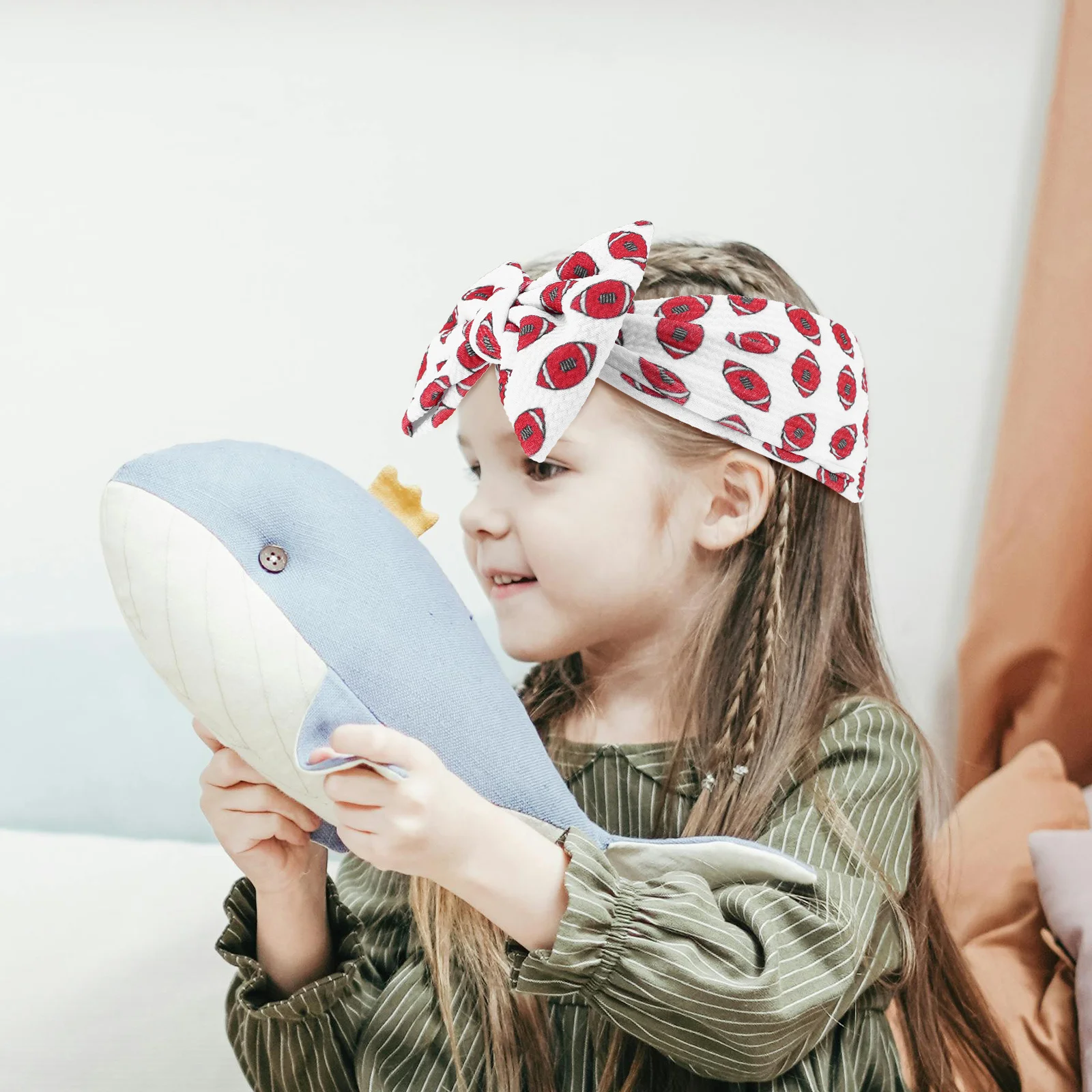 

Повязка на голову с бейсбольным принтом, широкая лента с бантом, милый аксессуар для маленьких девочек, удобный стильный аксессуар для повседневной носки, фото для особых случаев