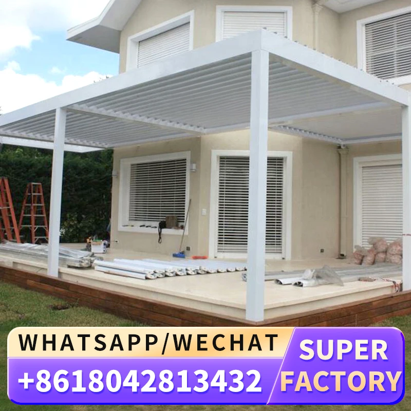 Outdoor Electric Cover Waterproof Aluminum Patio Shade Terrace Gazebos Pergola Protection Bioclimatic System Pergola